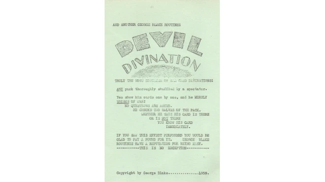 Devil Divination by George Blake
